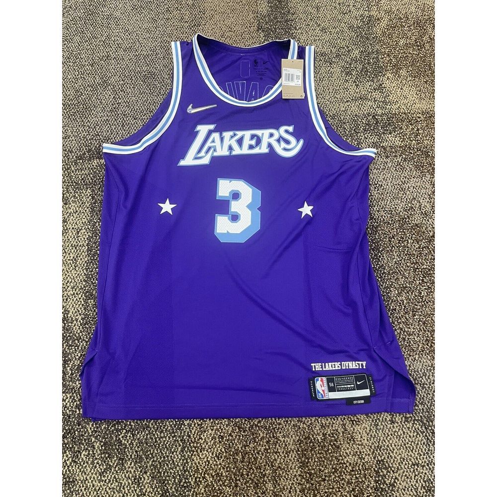 NIKE ANTHONY DAVIS LOS ANGELES LAKERS AUTHENTIC CITY EDITION JERSEY PURPLE SZ 56